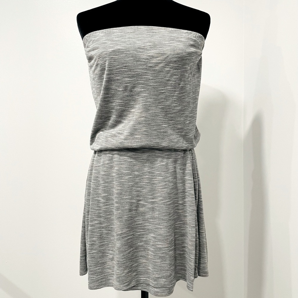 Gray Strapless Open Back Sundress
